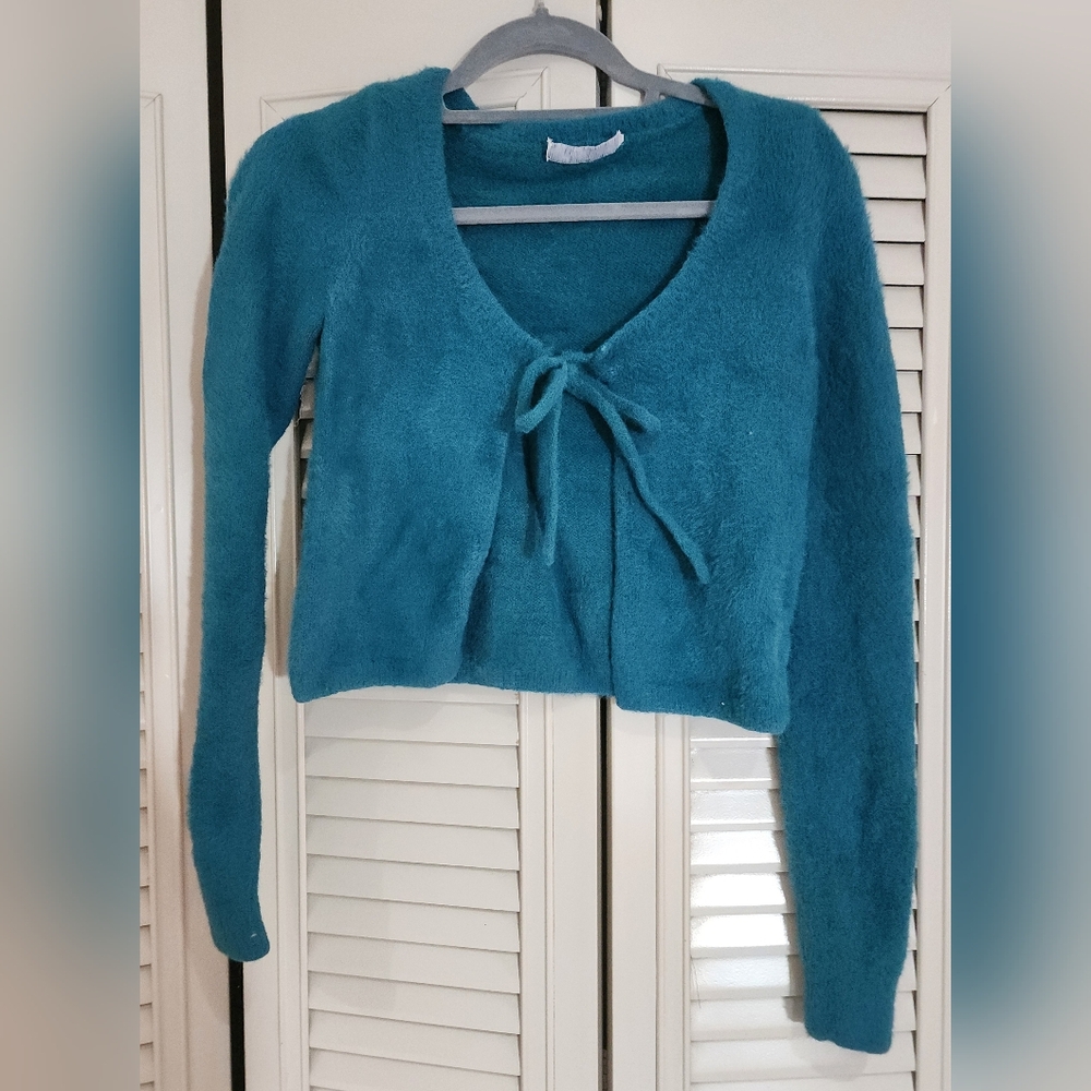 Teal Women's Sweater with Bow Detail